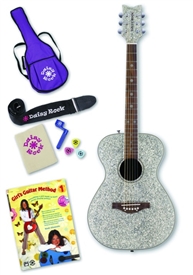 Daisy Rock 14-6216 Pixie Acoustic Guitar Starter Pack - Silver Sparkle