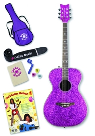 Daisy Rock 14-6218 Pixie Acoustic Guitar Starter Pack - Pink Sparkle