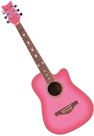 Daisy Rock Wildwood 14-6260 3/4 Size Short Scale Acoustic Guitar Pink Burst