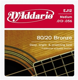 D'Addario EJ12 80/20 Bronze Acoustic Guitar String Set Medium .013-.056