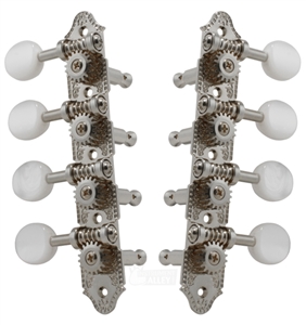 Grover 409N A-Style Mandolin Tuning Machines 4 x 4 Tuners Set - Nickel with Pearloid Buttons