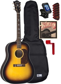 Blueridge BG-160 Acoustic Guitar Soft Shoulder Sunburst Acoustic Guitar Starter Package Bundle Combo