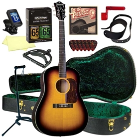 Blueridge BG-60 Soft Shoulder Acoustic Guitar Deluxe Package Bundle Combo - Sunburst