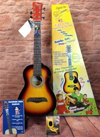 ChordBuddy Junior II 1/2 Size Steel String Acoustic Guitar Jr. Combo Package Childs Kids Chord Buddy Sunburst