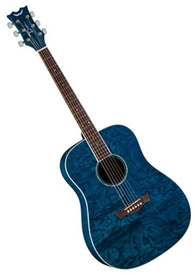 Dean AXS Series Drednought Quilt Ash Acoustic Guitar - Trans Blue AX DQA TBL