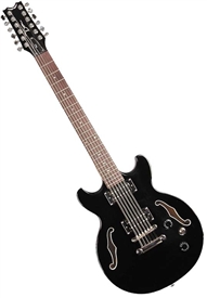 Dean Boca 12-String Flame Top Semi-Hollowbody Electric Guitar - Black
