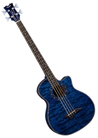 Dean Exotica Quilt Ash Acoustic-Electric Bass Guitar with Aphex in Trans Blue