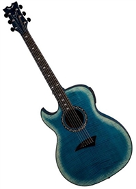 Dean Exhibition Acoustic-Electric Flame Maple Guitar with Aphex in Faded Denim Lefty