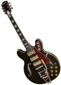Airline H78 1960's Harmony Tribute Hollowbody Electric Guitar - Bigsby Tailpiece, Black