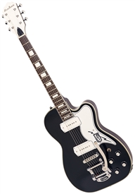 Airline Tuxedo CB Barney Kessel Reissue Retro Hollowbody Electric Guitar - with Bigsby Black
