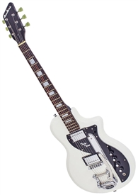 Airline Twin Tone DLX Supro Dual Tone Reissue Retro Electric Guitar - White w/ Bigsby Tailpiece