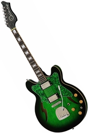 Eastwood Custom Kraft DLX Hollowbody Electric Jazz Guitar 1960's Supro/Valco Reissue - Greenburst or Sunburst