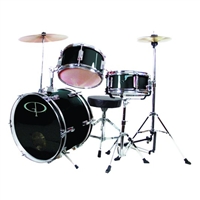 GP Percussion GP50BK Junior Childrens 3 Piece Drum Set w/ Throne Sticks Kids Childs GP50 Black