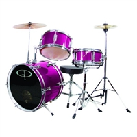 GP Percussion GP50MPK Pink Junior Childrens 3 Piece Drum Set w/ Throne Sticks Kids Childs GP50