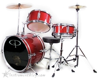 GP Percussion GP50RD Junior Childrens 3 Piece Drum Set w/ Throne Sticks Kids Childs GP50 Red