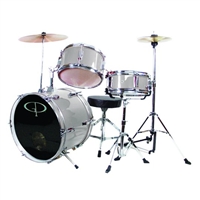 GP Percussion GP50SV Silver Junior Childrens 3 Piece Drum Set w/ Throne  Kids Childs GP50