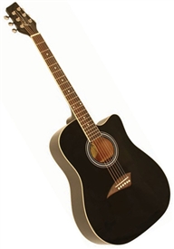 Kona K1BK K1 Series Dreadnought Cutaway Acoustic Guitar - Gloss Black