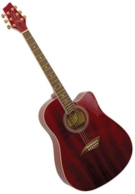 Kona K1TRD Dreadnought Cutaway Acoustic Guitar - Transparent Red