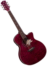 Luna Flora Lotus Quilt Maple Acoustic Electric Guitar FLO LOT QM Plum