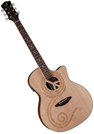 Luna Oracle Peace Grand Concert Cutaway Acoustic/Electric Guitar w/ Case OCL PCE