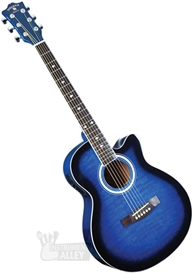 Indiana Madison Cutaway Folk Body Acoustic/Electric Guitar - Quilt Blue MAD-QTBL