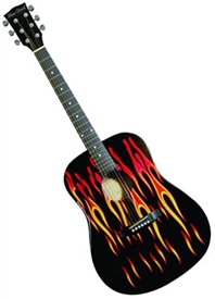 Main Street Hot Rod Flames Dreadnought Acoustic Guitar