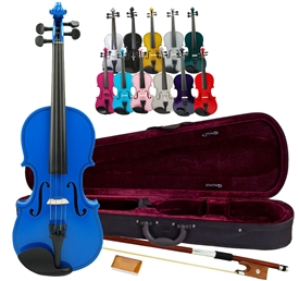 Merano MV300 Full Size Student Violin with Case and Bow - 10 Colors & Fractional Sizes 4/4-1/16