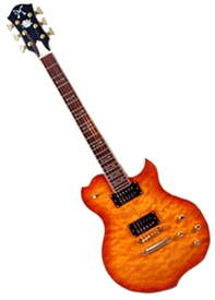 Minarik Lotus Single Cutaway Electric Guitar with Quilted Top - Orange Burst