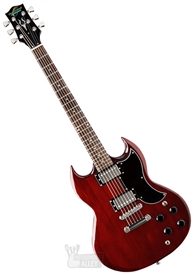 Oscar Schmidt OS-50-TR SG Style Double Cutaway Solid Body Electric Guitar - Translucent Red