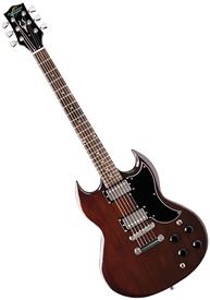 Oscar Schmidt OS-50-WA SG Style Double Cutaway Solid Body Electric Guitar - Walnut