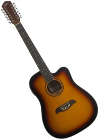 Oscar Schmidt OD312CETSLH 12-String Cutaway Acoustic Electric Guitar OD312CE - LEFT HANDED Sunburst