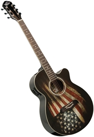 Oscar Schmidt OG10CEFLAG US, American Patriot Flag Acoustic/Electric Concert Cutaway Guitar