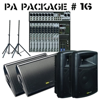 SHS Audio PA in a Box Pro Audio Package - 12-Channel Mixer, Mains, Monitors, Stands Combo